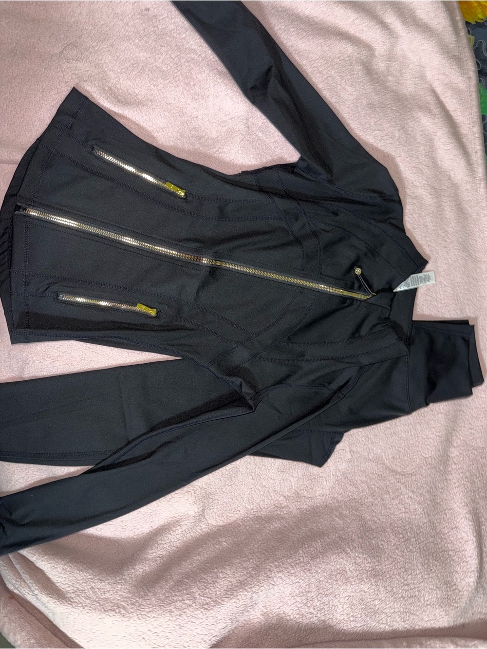 Black Women's Zip-Front Jacket with Gold Hardware